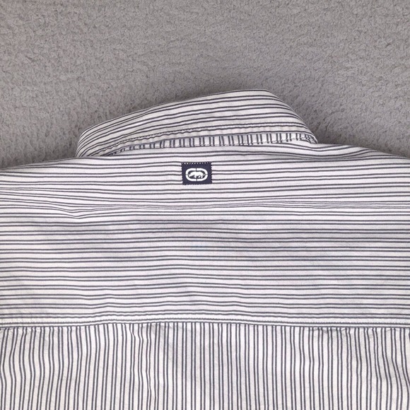Ecko Unltd Shirt Mens XL White Striped Button Down Classic Material Short Sleeve - Picture 9 of 14